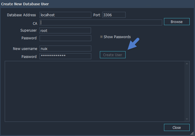 Create a new database user.